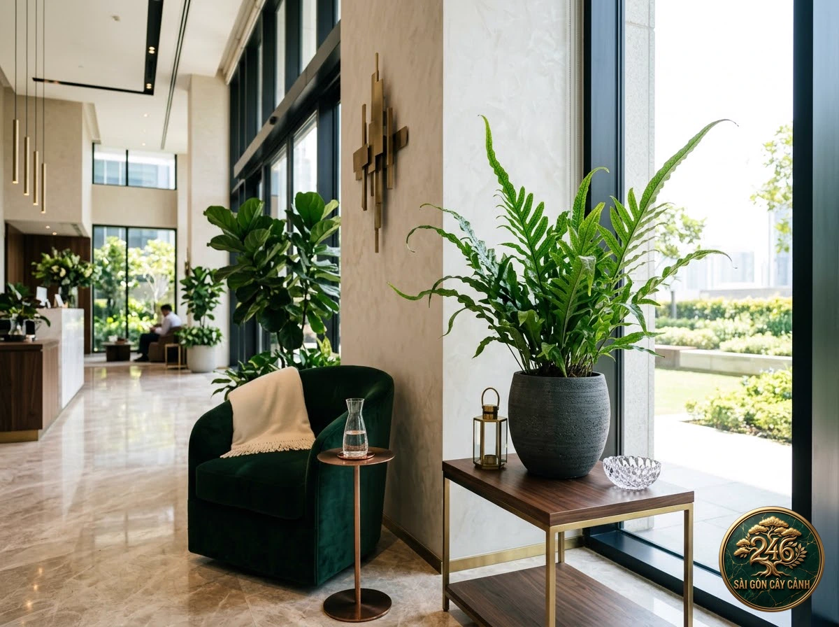 Climbing bird's nest fern (Microsorum punctatum) - Interior styling Saigon Cay Canh standard