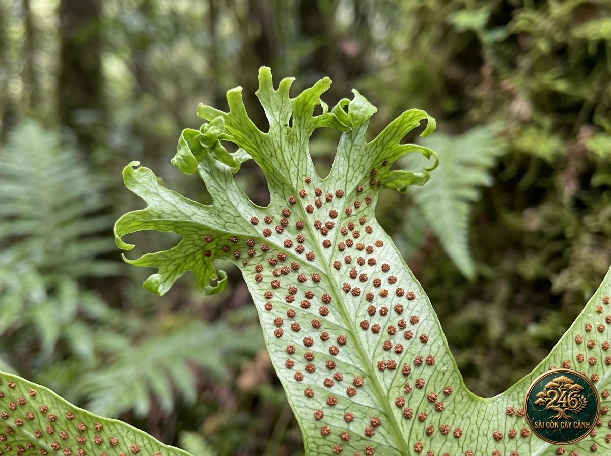 Climbing bird's nest fern (Microsorum punctatum) - Identification close-up Saigon Cay Canh standard