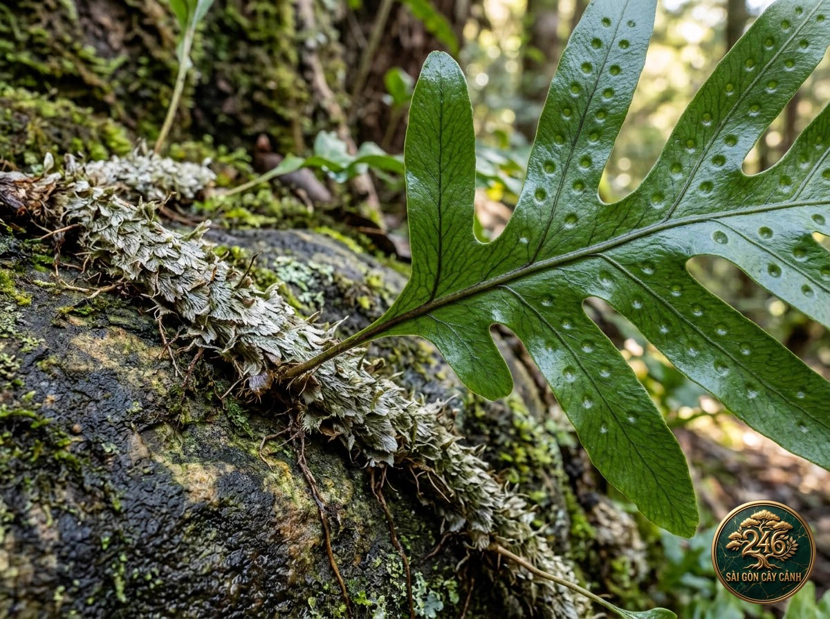 Kangaroo fern (Microsorum diversifolium) - Identification close-up Saigon Cay Canh standard
