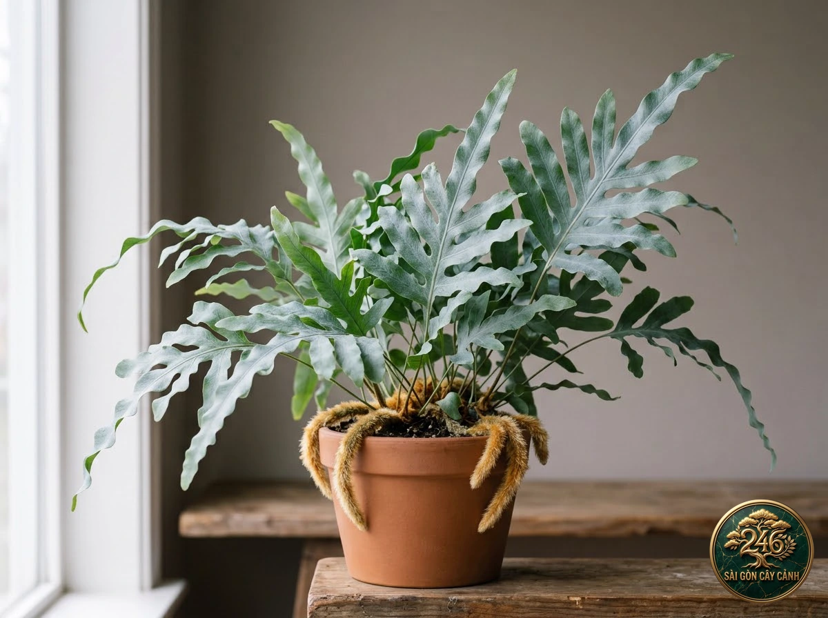Cây dương xỉ ngôi sao xanh lục bạc (Phlebodium aureum) - Chân dung hình thái chuẩn Sài Gòn Cây Cảnh