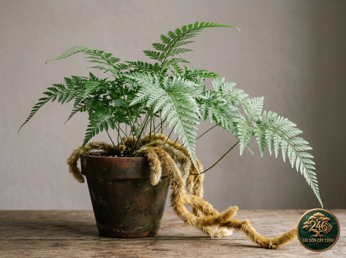 Cây dương xỉ lông tơ mềm mại (Davallia trichomanoides) - Đặc điểm nhận diện chuẩn Sài Gòn Cây Cảnh