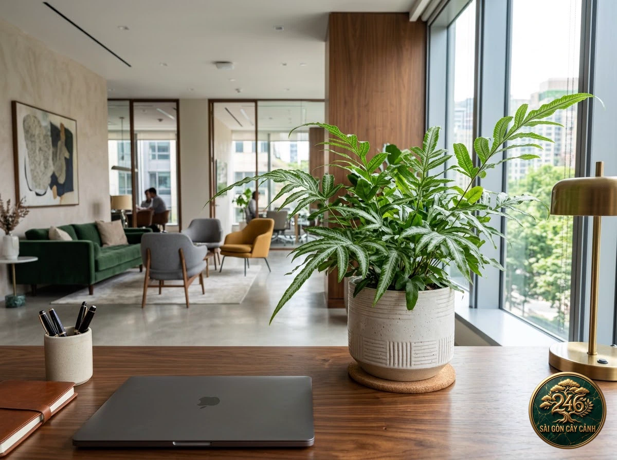 Cây dương xỉ gươm sọc trắng cẩm thạch (Pteris ensiformis) - Chân dung hình thái chuẩn Sài Gòn Cây Cảnh