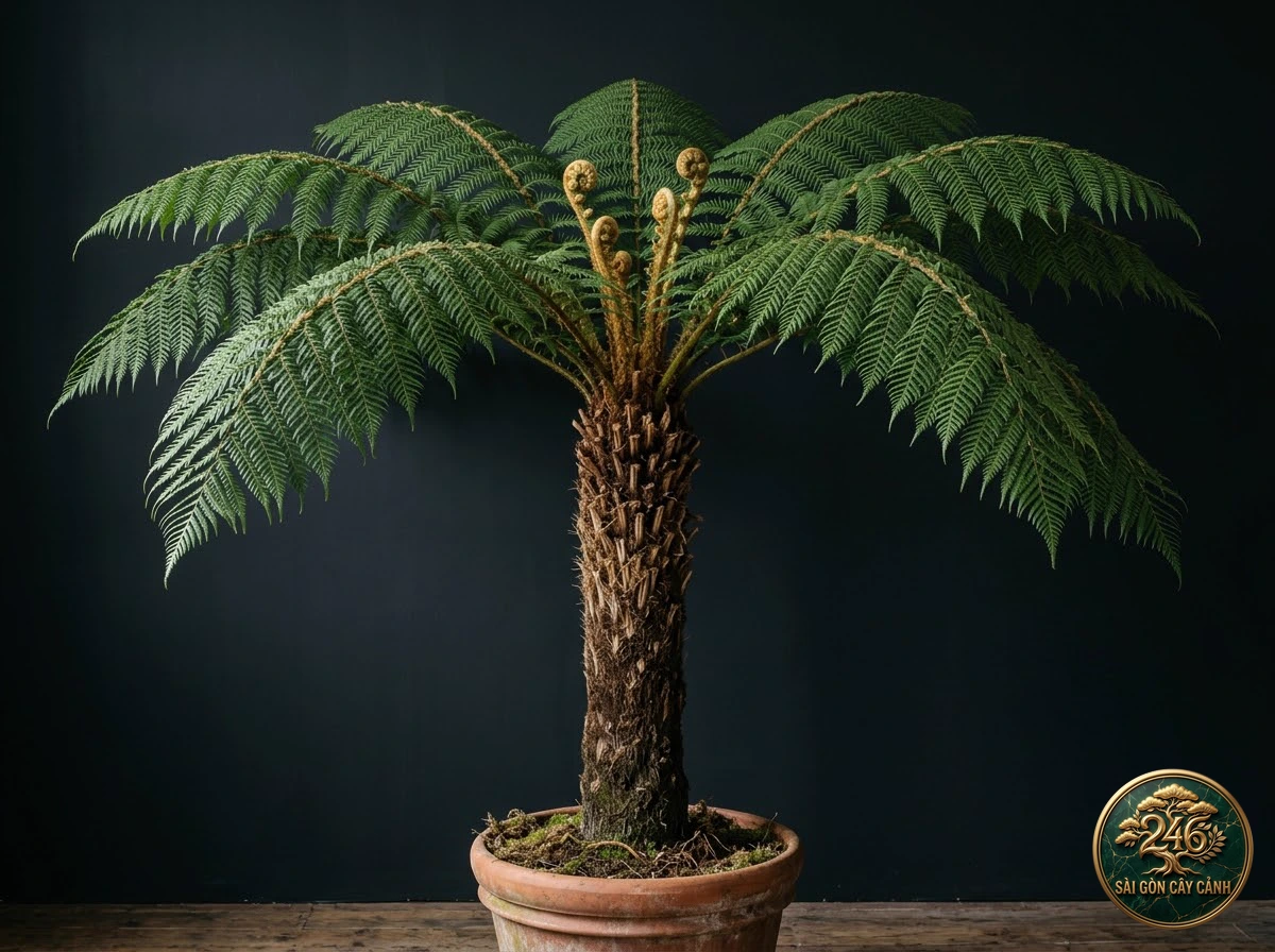 Australian tree fern (Cyathea cooperi) - Identification close-up Saigon Cay Canh standard