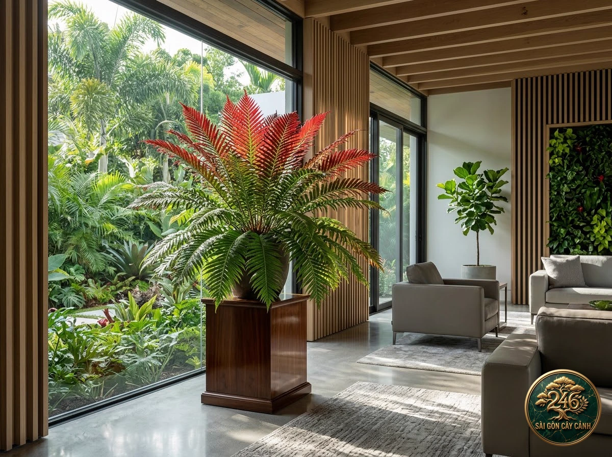 Red Brazilian tree fern (Blechnum brasiliense) - Interior styling Saigon Cay Canh standard