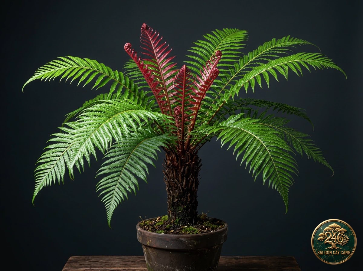 Cây dương xỉ ngọn đỏ hoàng đế (Blechnum brasiliense) - Chân dung hình thái chuẩn Sài Gòn Cây Cảnh