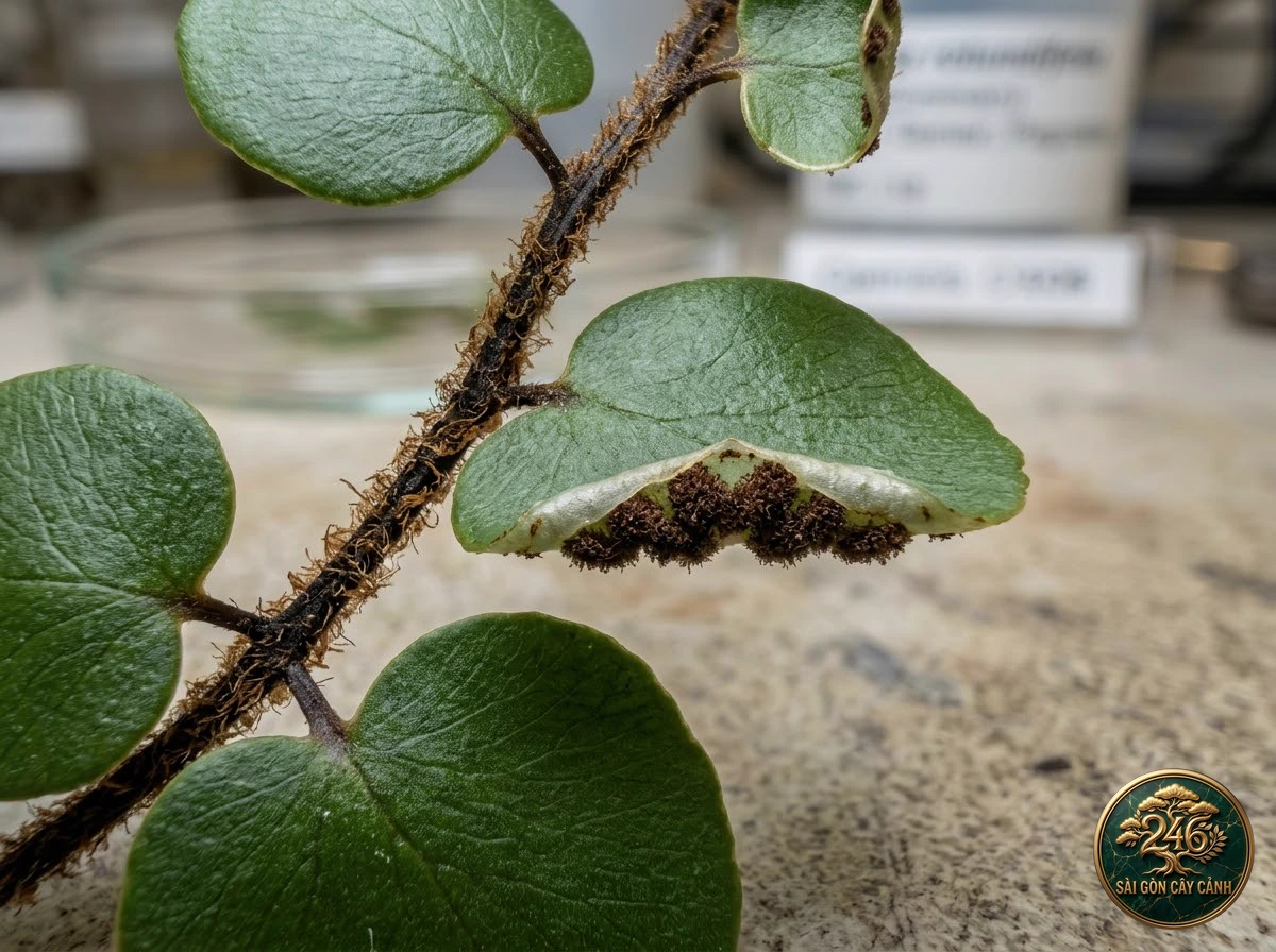 Button fern (Pellaea rotundifolia) - Identification close-up Saigon Cay Canh standard
