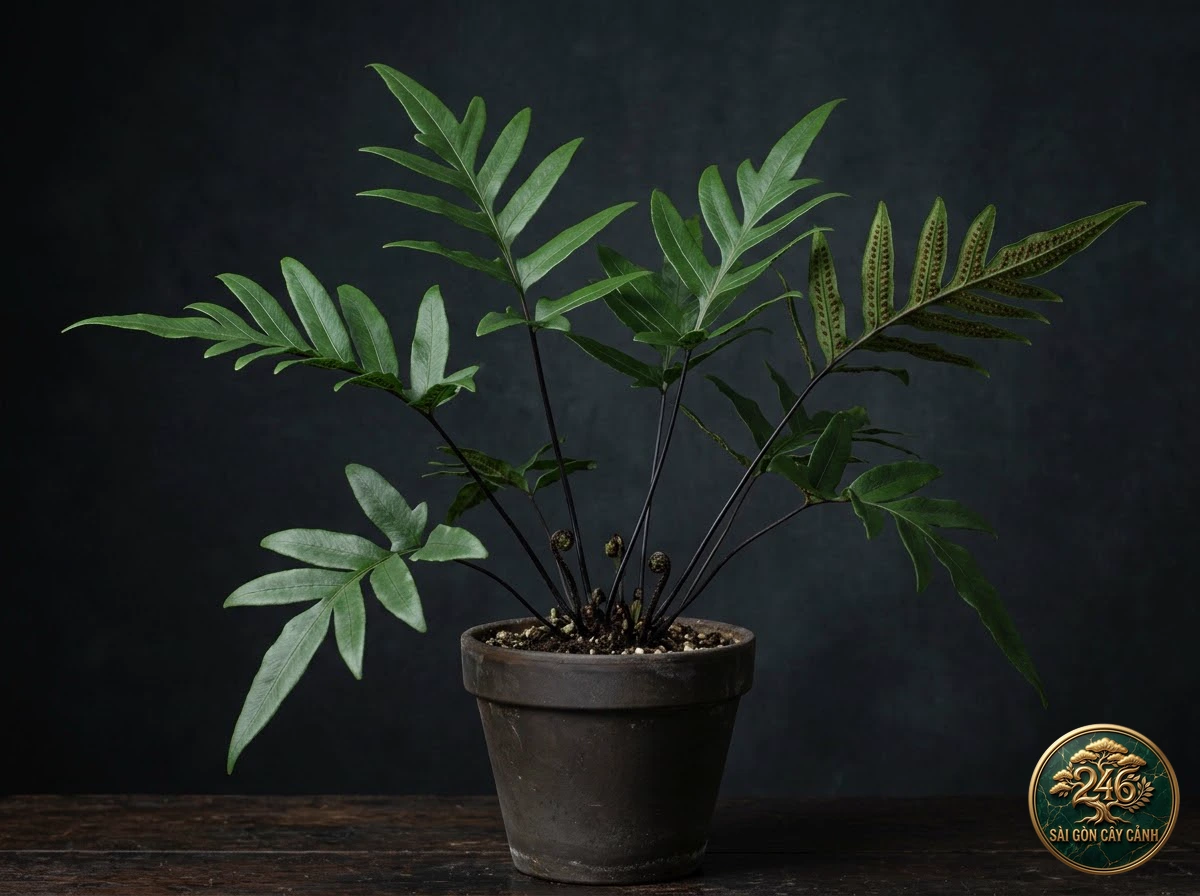 Cây dương xỉ xanh cọng gỗ đen (Pellaea viridis) - Chân dung hình thái chuẩn Sài Gòn Cây Cảnh