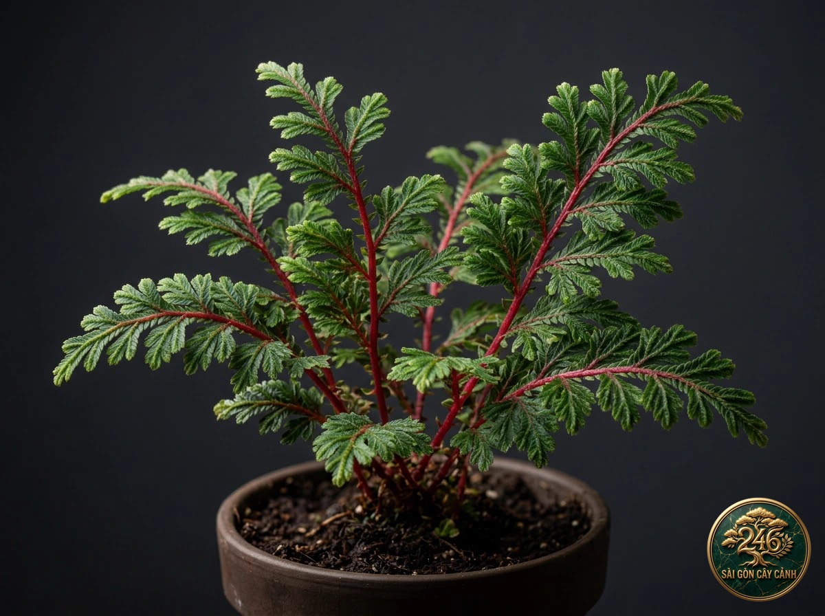 Cây rêu chân đỏ ngọn nhung (Selaginella erythropus) - Chân dung hình thái chuẩn Sài Gòn Cây Cảnh