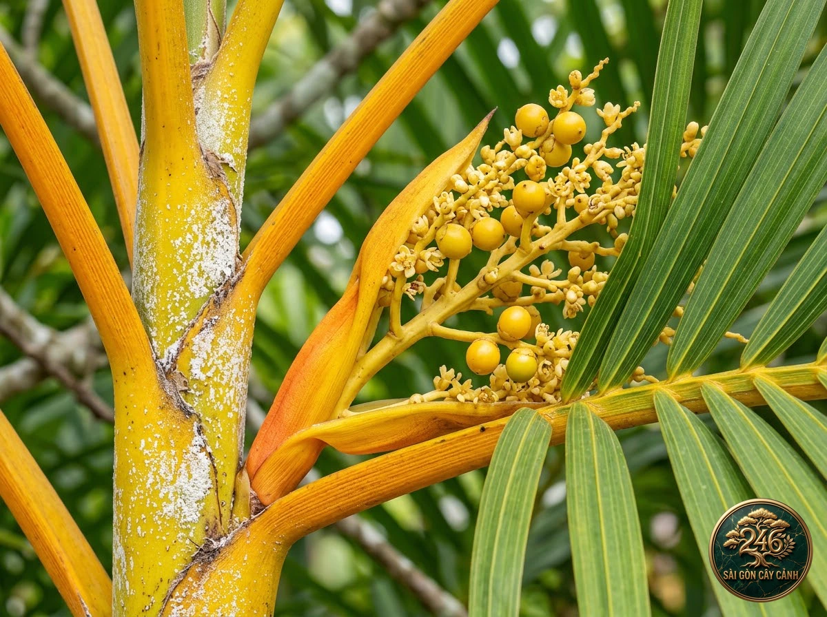 Areca palm lutescens (Dypsis lutescens) - Identification close-up Saigon Cay Canh standard