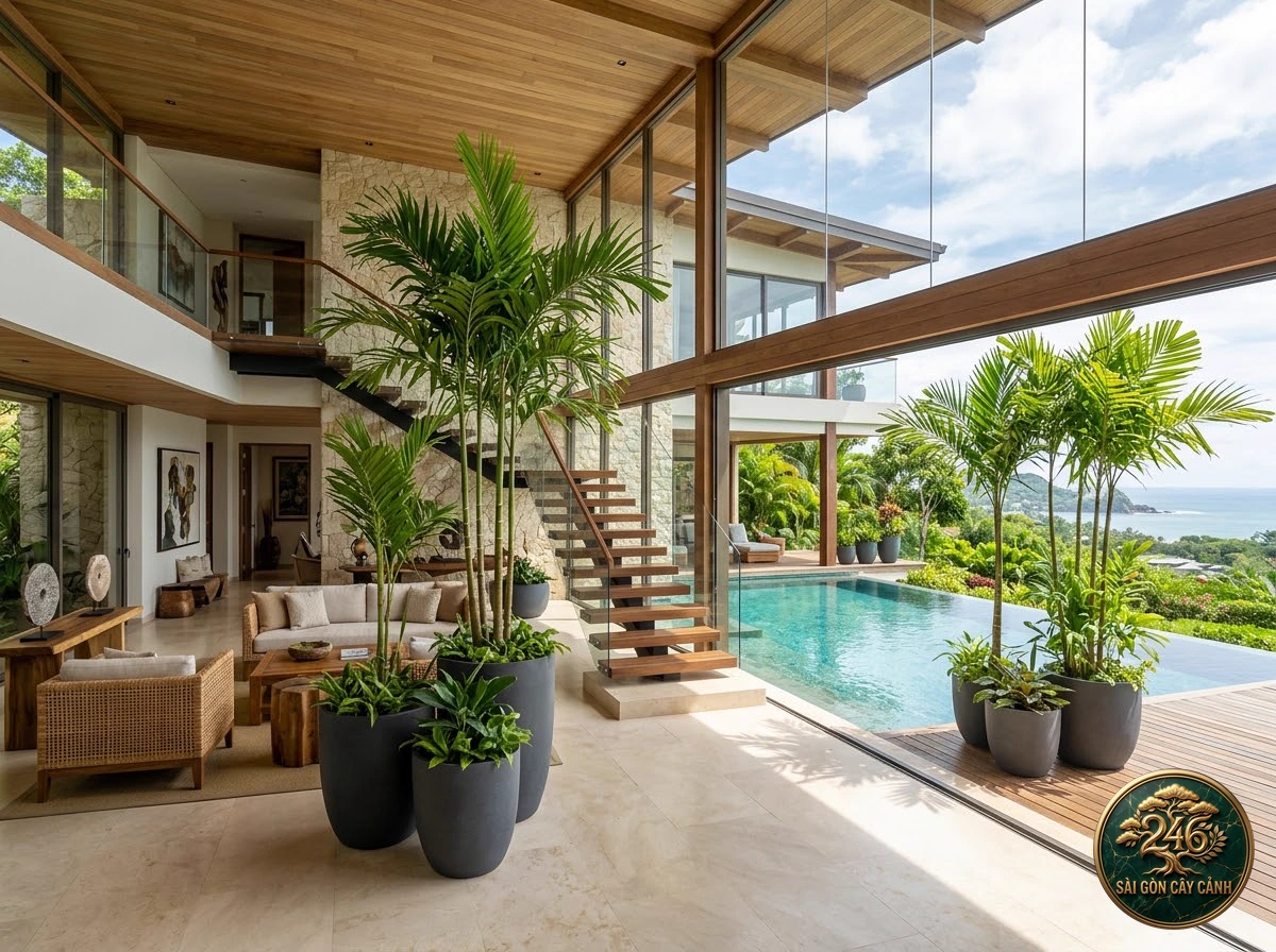 Cau pemba thân xanh láng mịn (Dypsis pembana) - Ứng dụng không gian chuẩn Sài Gòn Cây Cảnh
