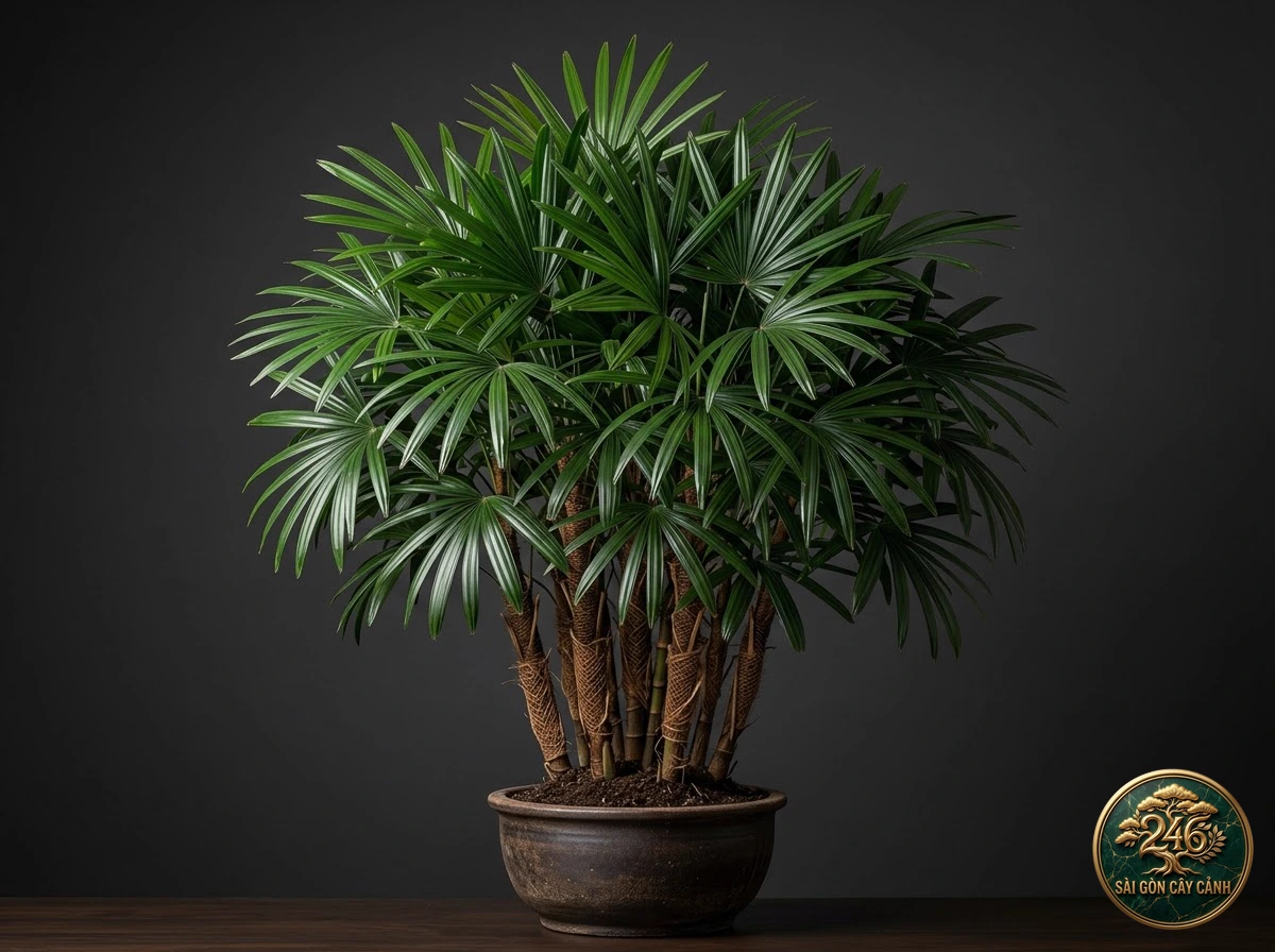 Cây mật cật quạt trúc nội thất (Rhapis excelsa) - Chân dung hình thái chuẩn Sài Gòn Cây Cảnh