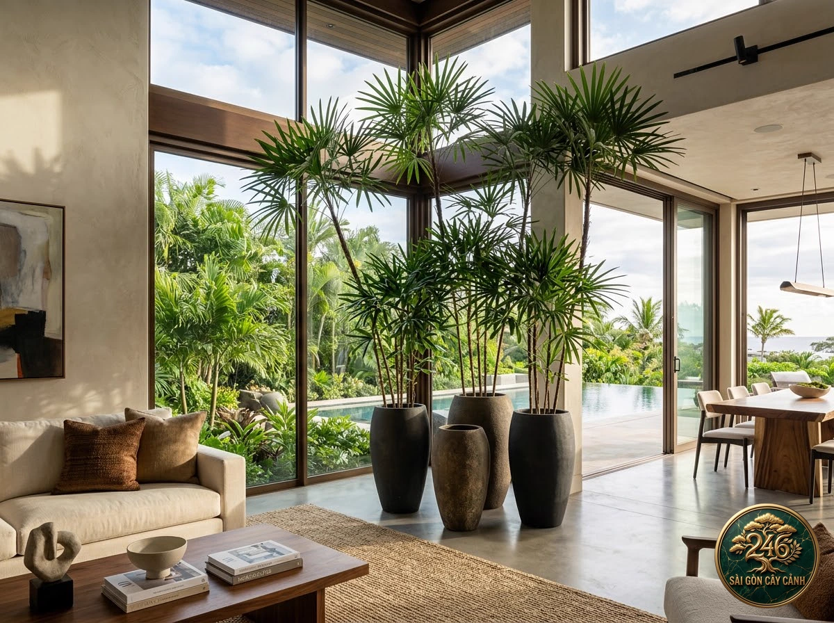 Cây mật cật nhiều thùy xoè quạt (Rhapis multifida) - Ứng dụng không gian chuẩn Sài Gòn Cây Cảnh