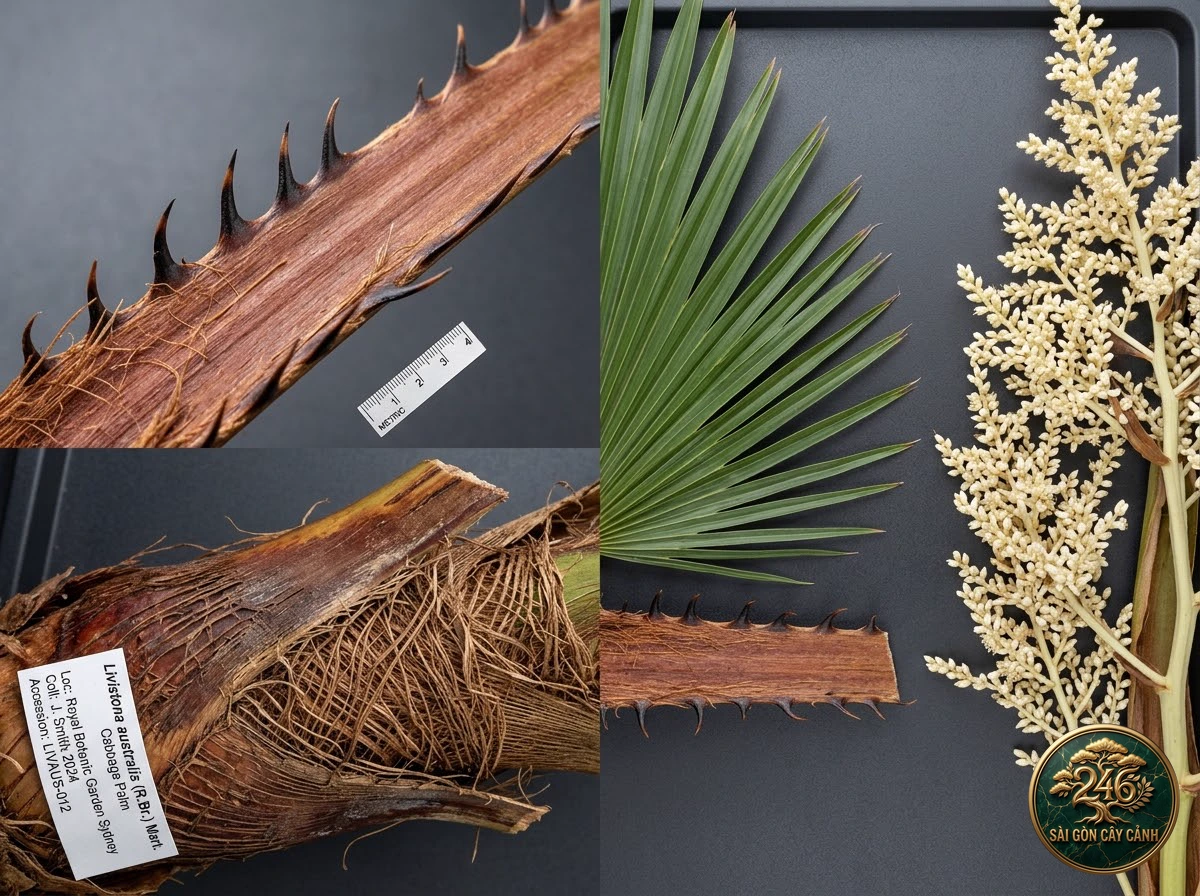 Cabbage tree palm (Livistona australis) - Identification close-up Saigon Cay Canh standard