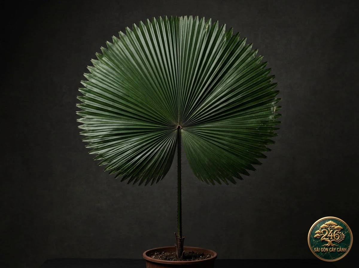 Cây cọ khiên quạt nguyên phiến (Licuala peltata) - Chân dung hình thái chuẩn Sài Gòn Cây Cảnh