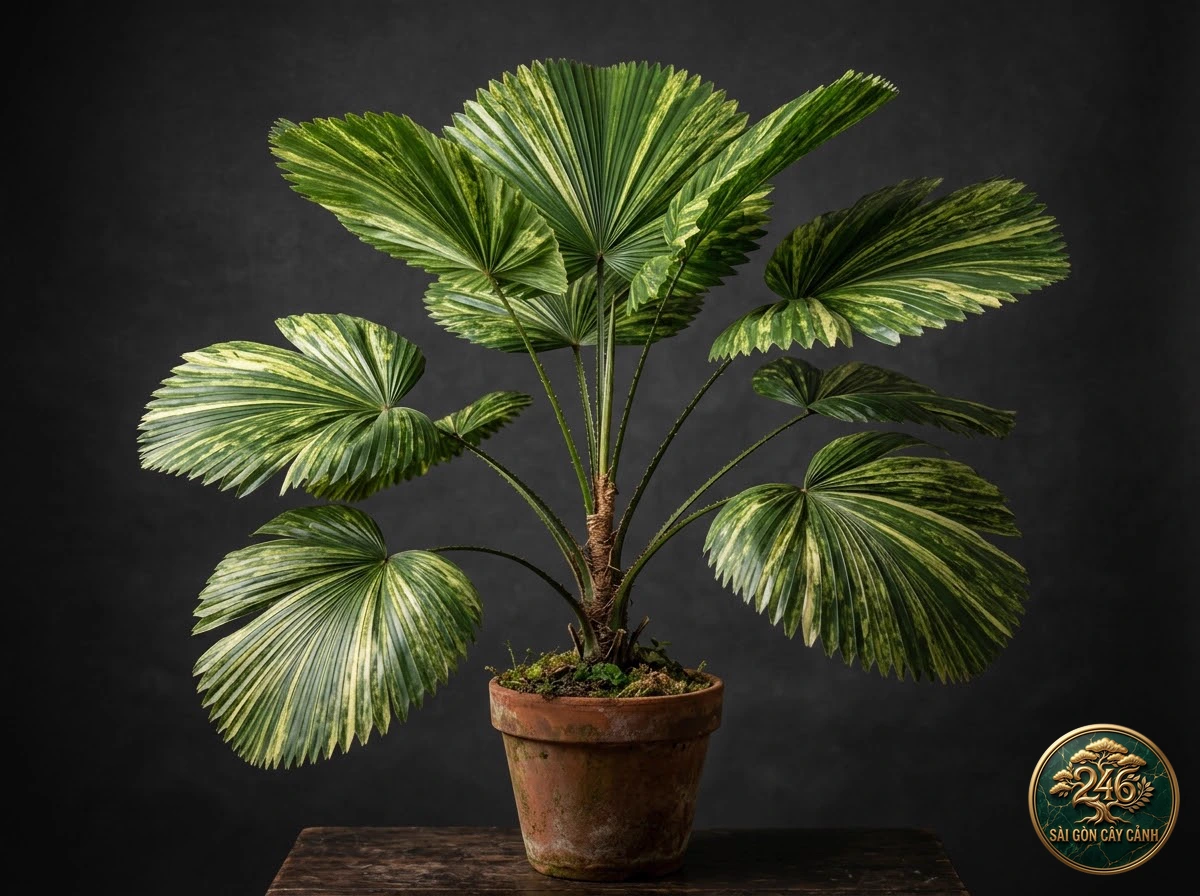 Cây cọ bản đồ đốm cẩm thạch borneo (Licuala mattanensis) - Chân dung hình thái chuẩn Sài Gòn Cây Cảnh
