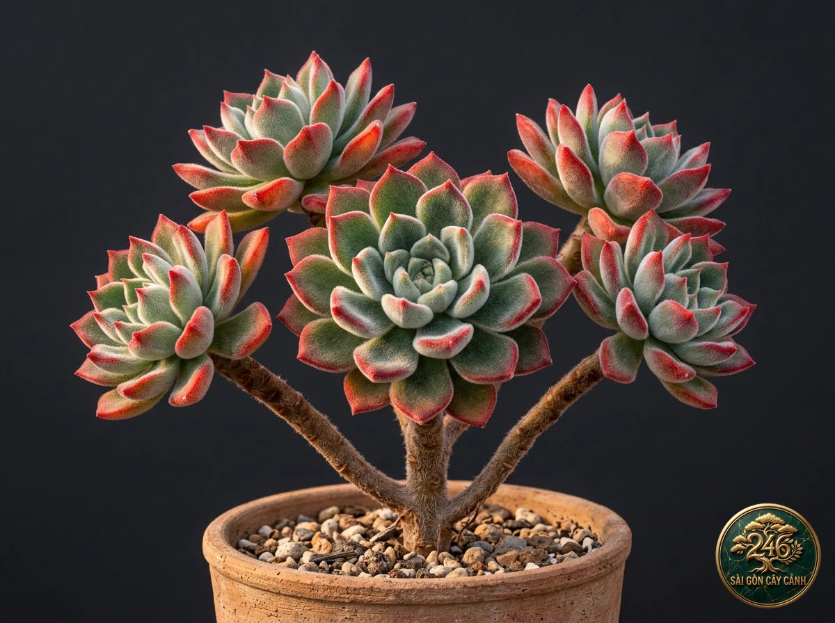 Sen đá nhung đỏ viền lông (Echeveria pulvinata) - Chân dung hình thái chuẩn Sài Gòn Cây Cảnh
