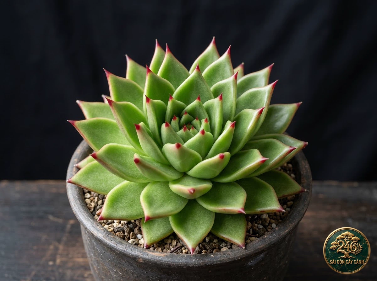 Sen đá móng rồng nhọn đầu đỏ (Echeveria agavoides) - Chân dung hình thái chuẩn Sài Gòn Cây Cảnh