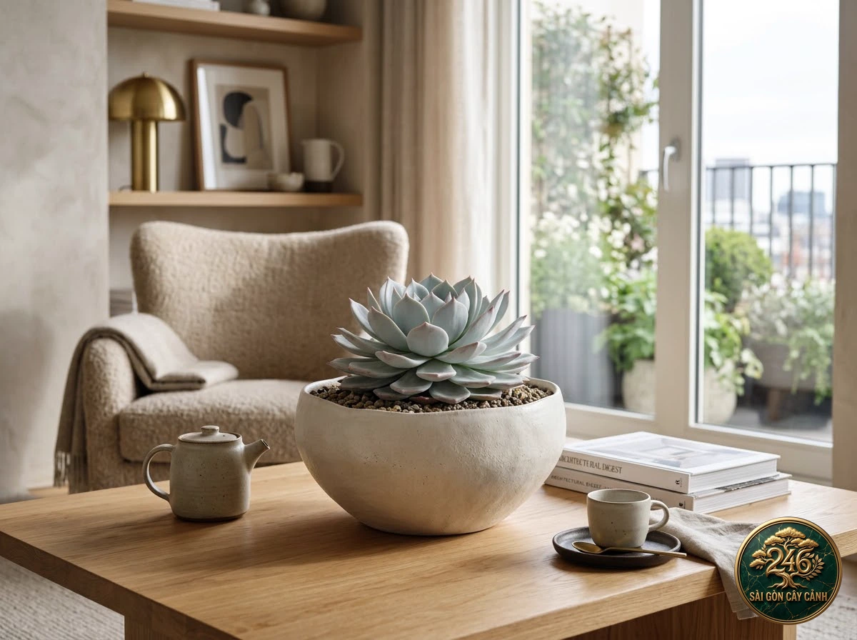 Sen đá phấn tuyết trắng laui (Echeveria laui) - Ứng dụng không gian chuẩn Sài Gòn Cây Cảnh