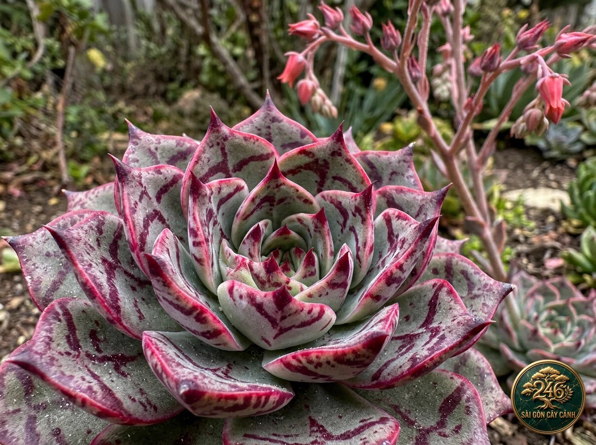 Sen đá viền sơn đỏ (Echeveria nodulosa) - Đặc điểm nhận diện chuẩn Sài Gòn Cây Cảnh