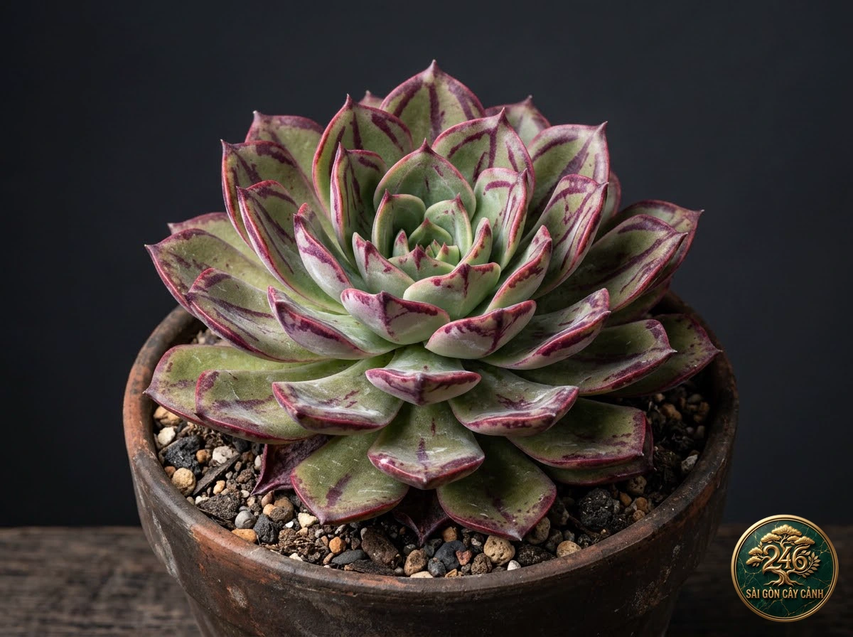Sen đá viền sơn đỏ (Echeveria nodulosa) - Chân dung hình thái chuẩn Sài Gòn Cây Cảnh