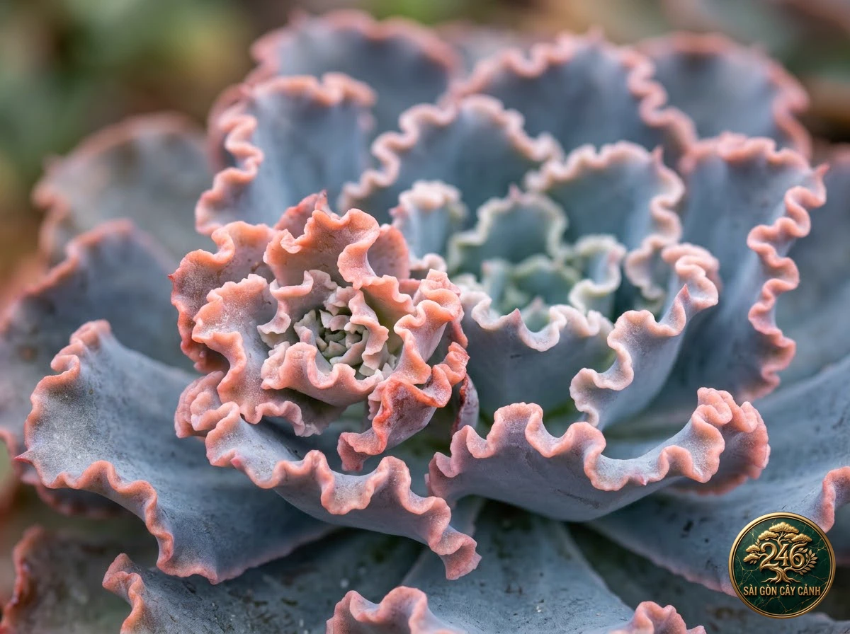 Sen đá viền xoăn bèo nhún (Echeveria shaviana) - Chân dung hình thái chuẩn Sài Gòn Cây Cảnh