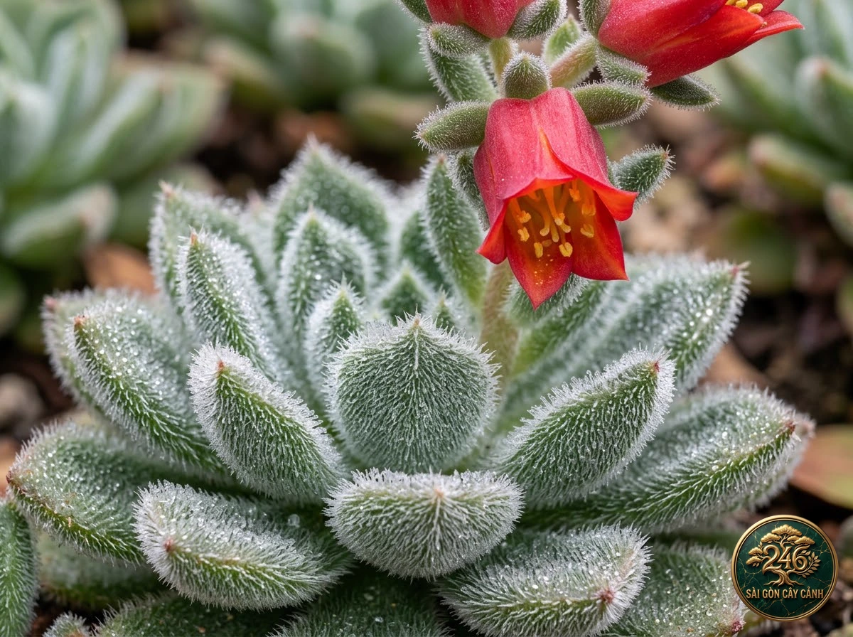 Sen đá nhung lông trắng tơ (Echeveria setosa) - Chân dung hình thái chuẩn Sài Gòn Cây Cảnh