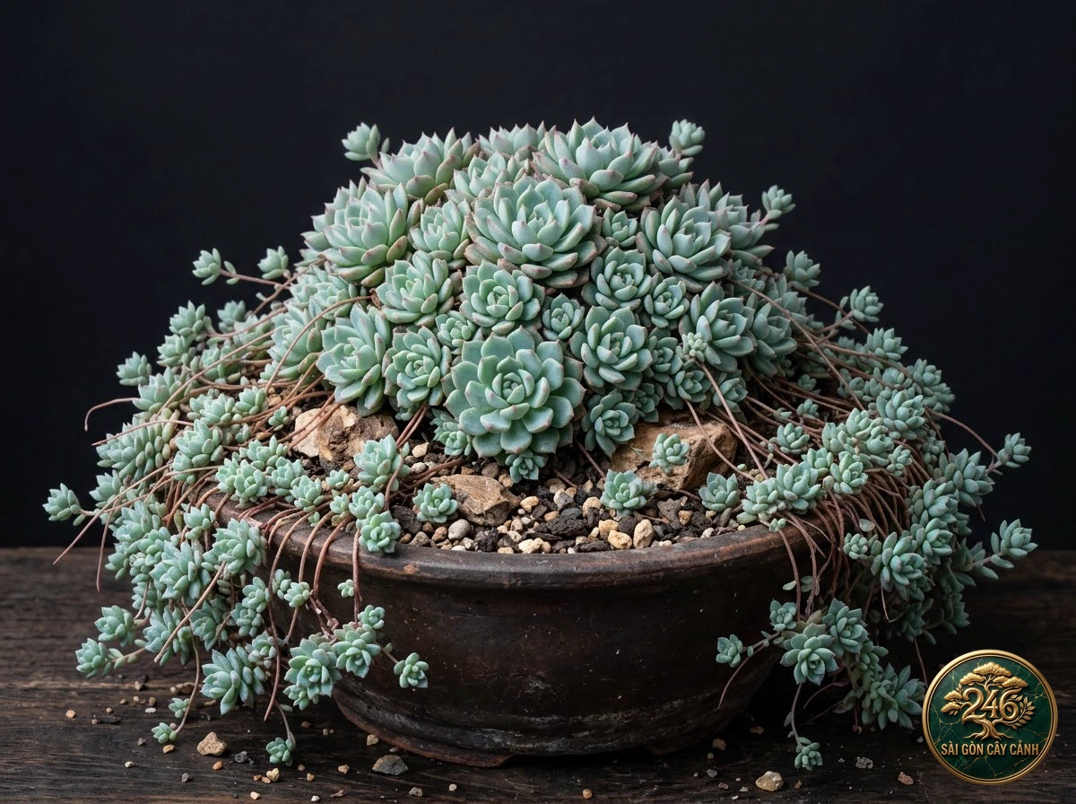 Prolific echeveria (Echeveria prolifica) - Identification close-up Saigon Cay Canh standard