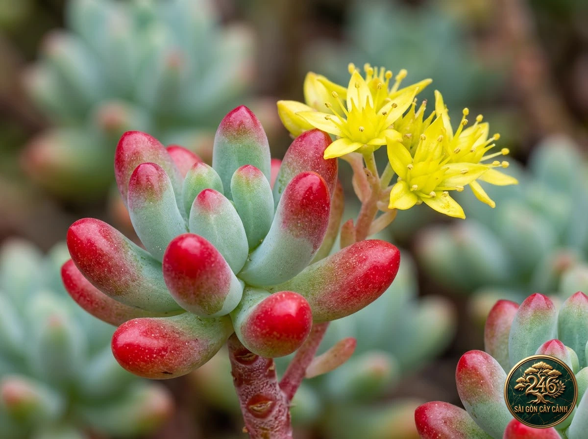 Sen đá thạch ngọc đậu đỏ (Sedum rubrotinctum) - Đặc điểm nhận diện chuẩn Sài Gòn Cây Cảnh