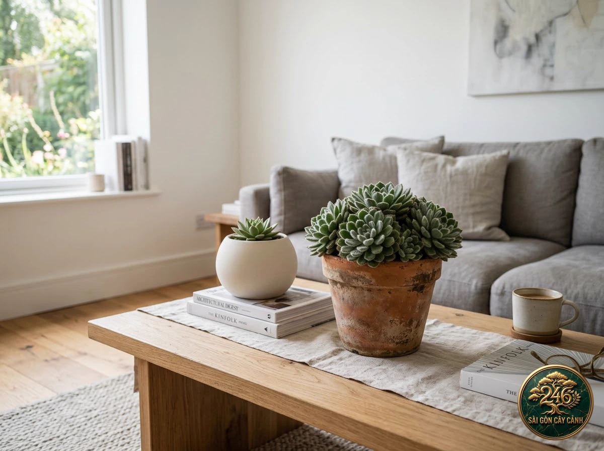 Sen đá ngón tay đầu đỏ ngọc (Sedum pachyphyllum) - Ứng dụng không gian chuẩn Sài Gòn Cây Cảnh