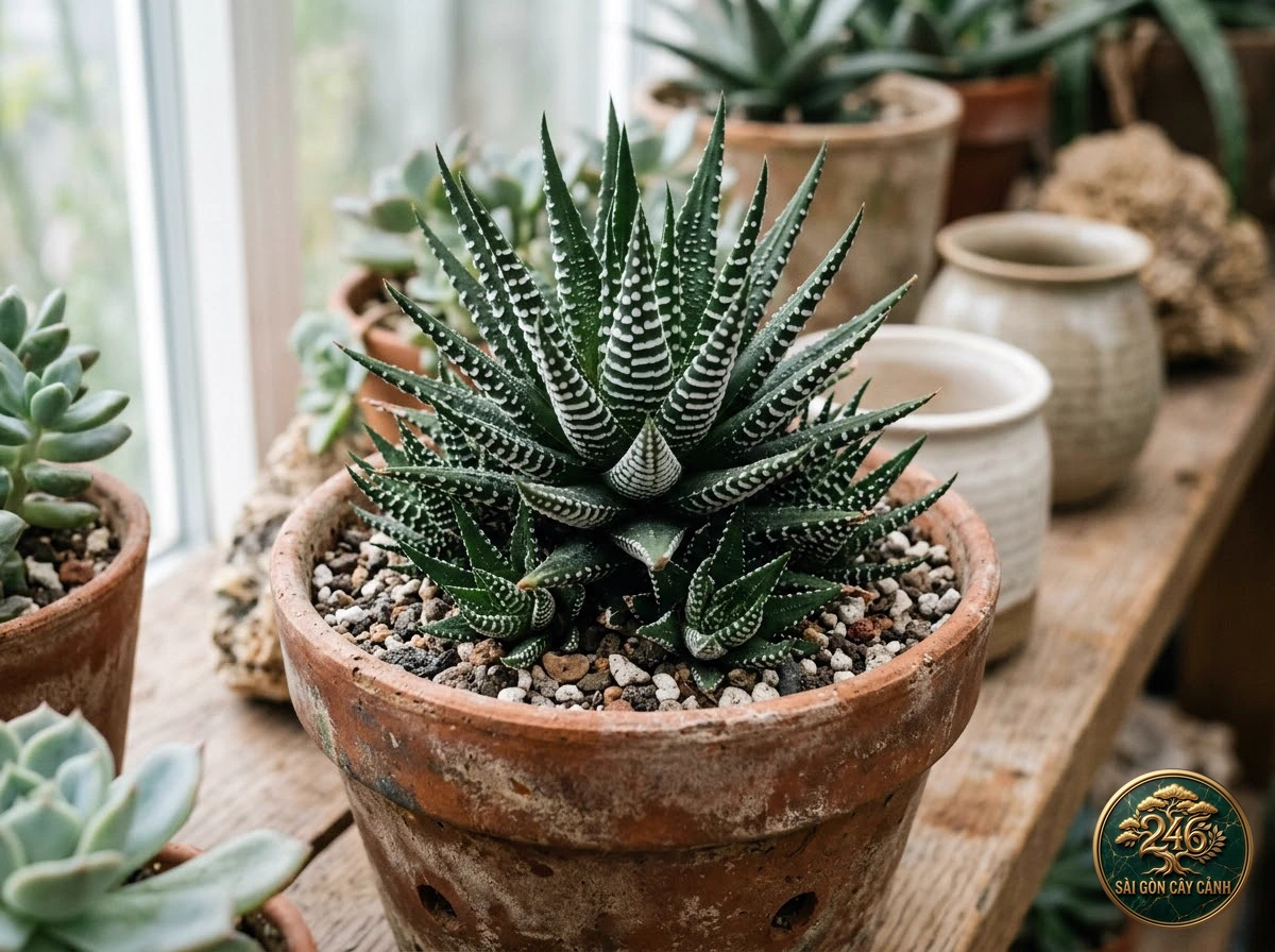 Sen đá chuỗi tiền xu xâu chuỗi (Crassula perforata) - Ứng dụng không gian chuẩn Sài Gòn Cây Cảnh