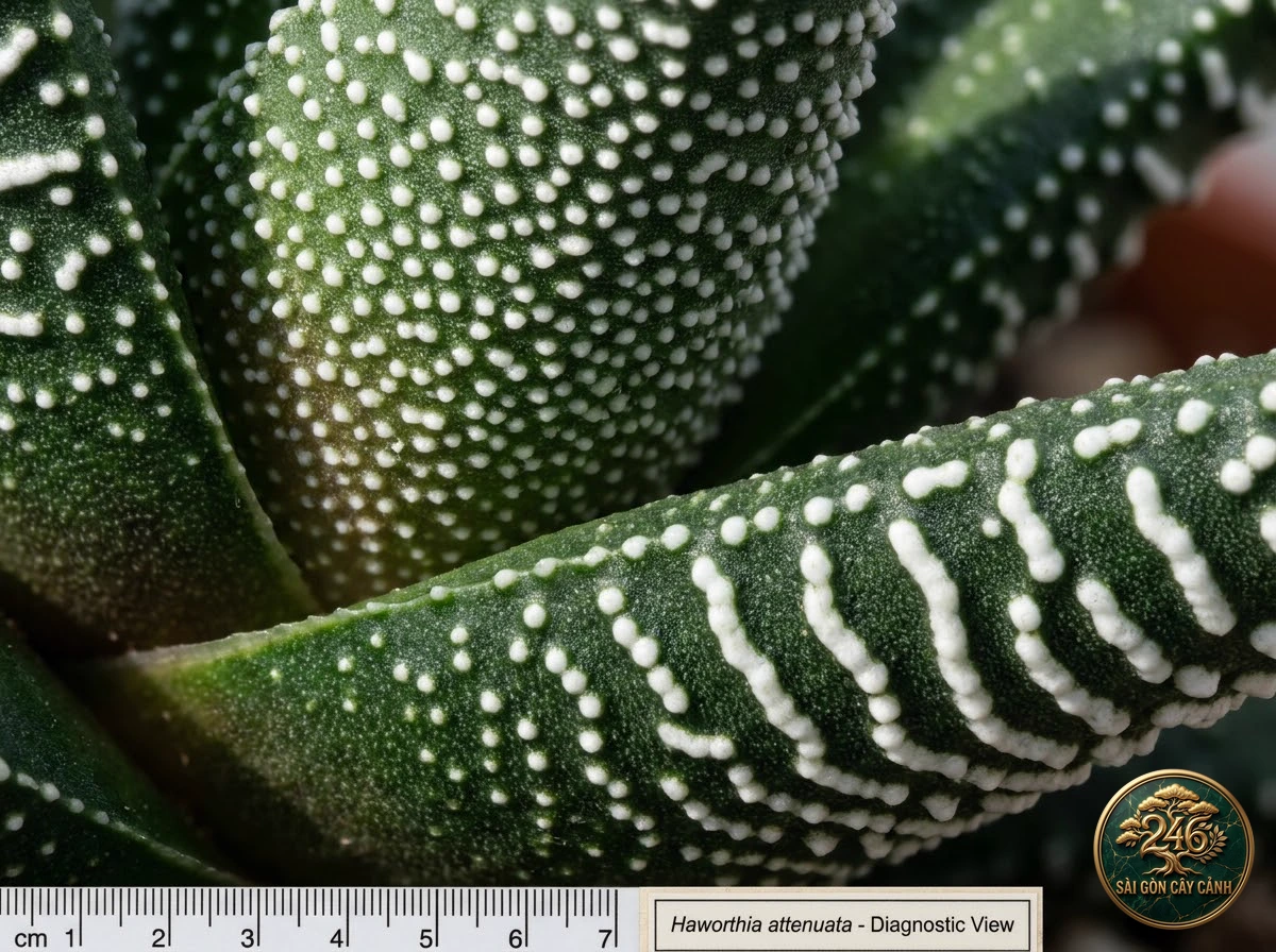Botanical photo of Tuberculate zebra haworthia: Identification close-up
