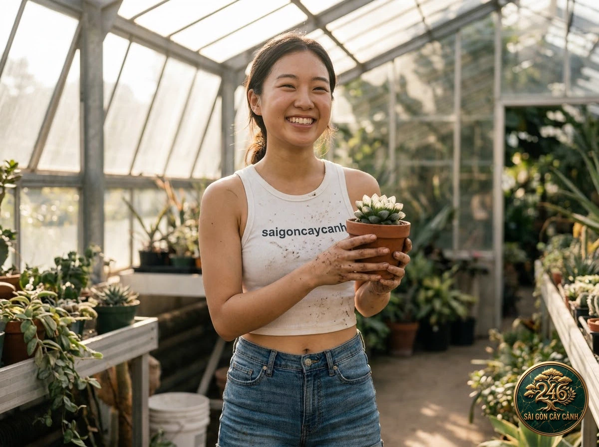 Saigon Cay Canh green living space featuring Emely's haworthia