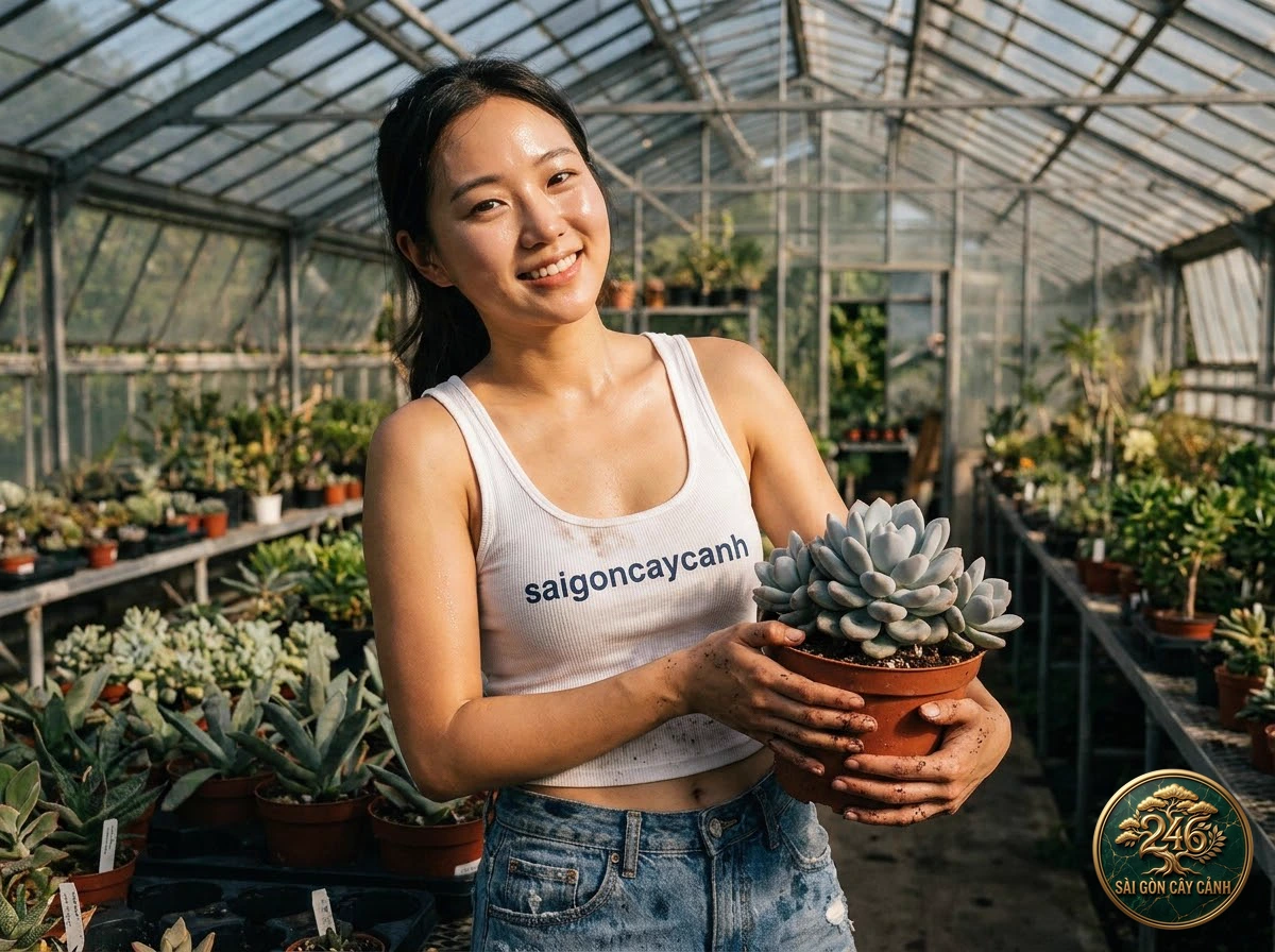 Saigon Cay Canh green living space featuring Cluster gasteria