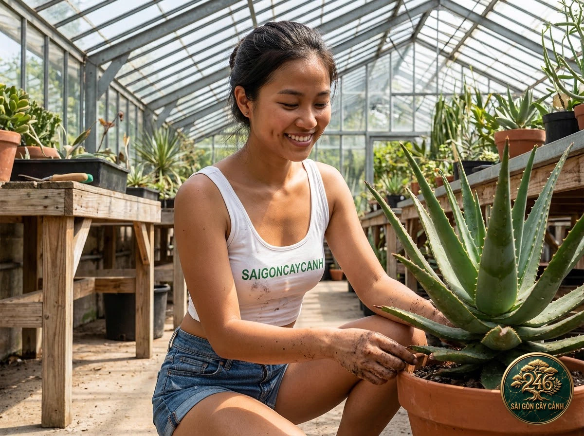 Saigon Cay Canh green living space featuring Cape Aloe