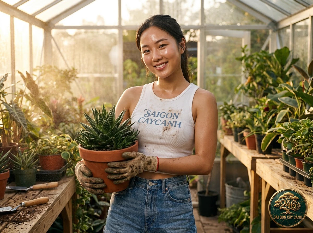 Saigon Cay Canh green living space featuring Lace Aloe