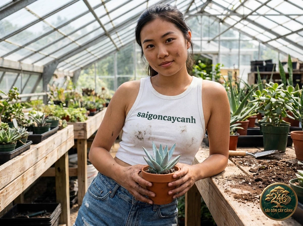 Saigon Cay Canh green living space featuring Short-Leaved Aloe