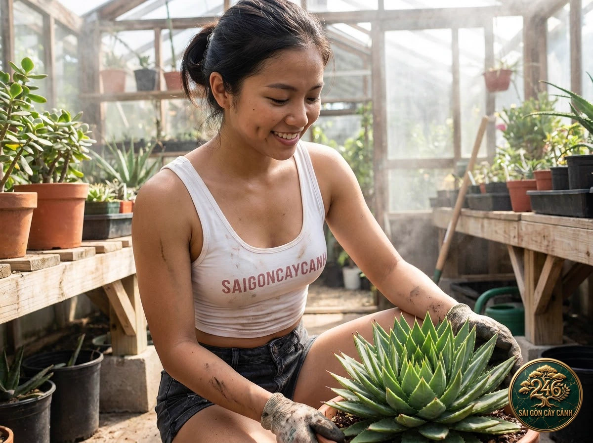 Saigon Cay Canh green living space featuring Spiral Aloe