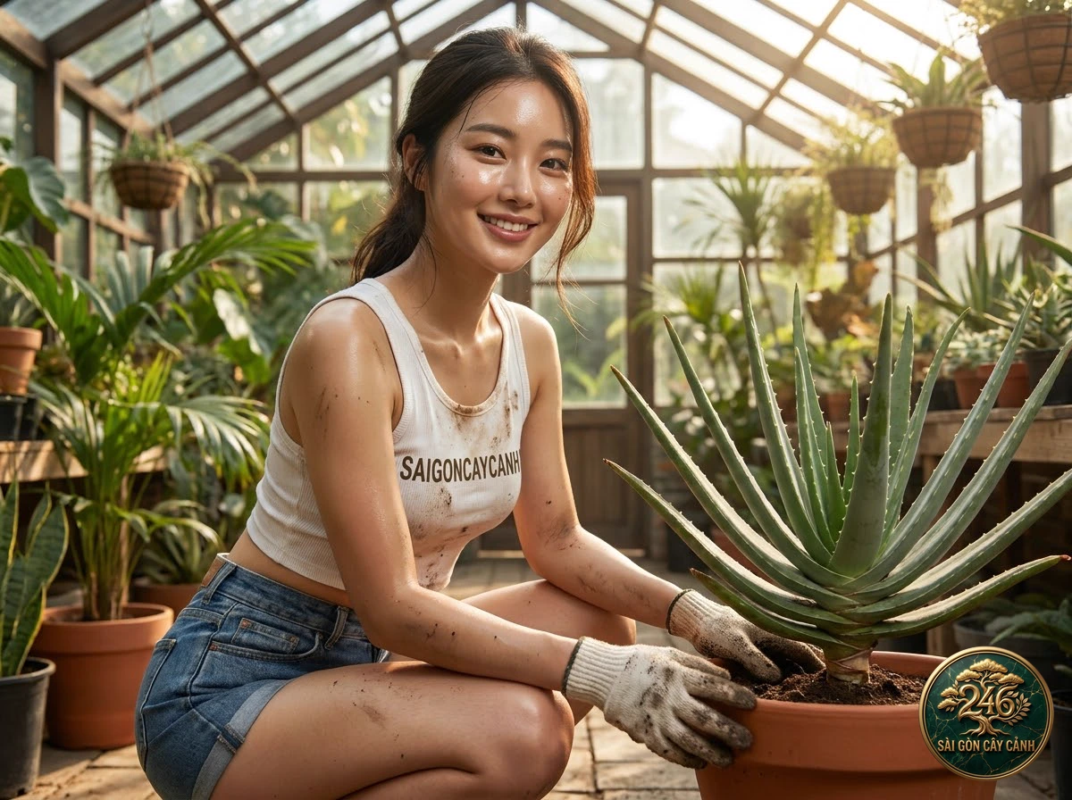 Saigon Cay Canh green living space featuring Fan Aloe