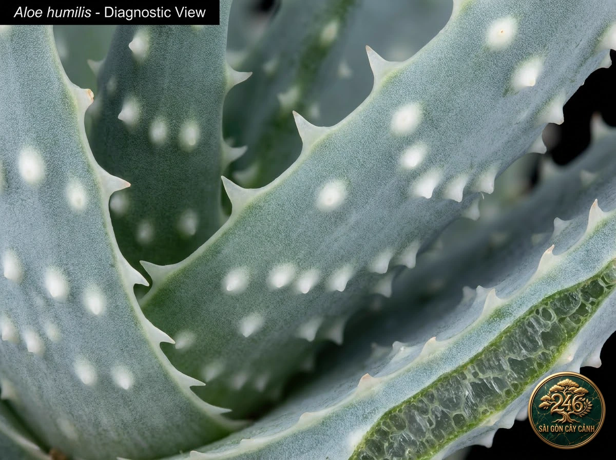 Đặc điểm nhận diện hình thái Cây lô hội nhím xanh lùn gai mềm (Aloe humilis)