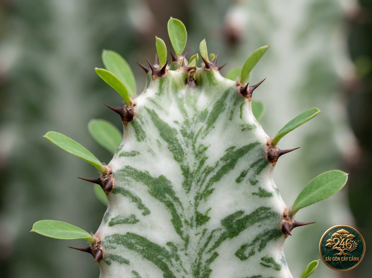 Đặc điểm nhận diện hình thái Xương rồng ba cạnh tam giác phi châu (Euphorbia trigona)
