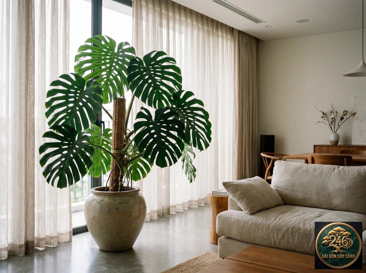 Ảnh AI minh họa Trầu bà lá xẻ: bố trí trong không gian sống