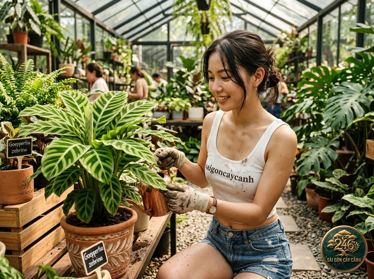 Khoảnh khắc chăm sóc Lan ý rừng nhiệt đới (Spathiphyllum silvicola) tại vườn ươm Sài Gòn Cây Cảnh