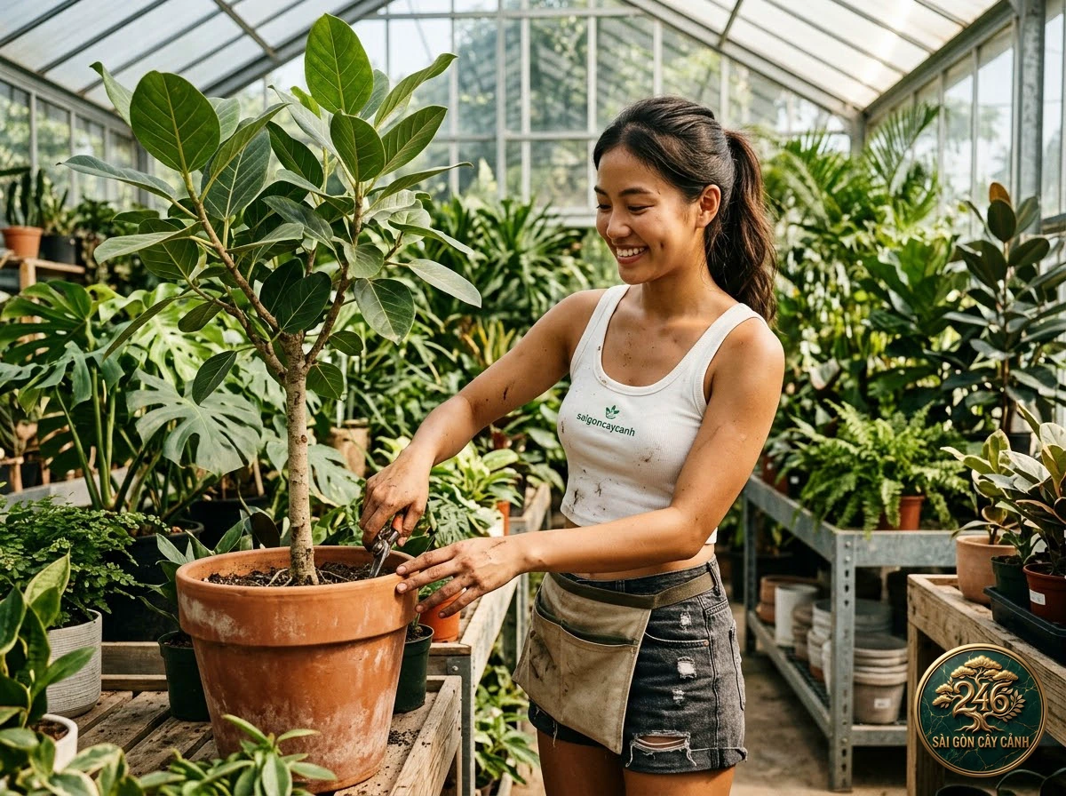 Khoảnh khắc chăm sóc Cây phát lộc phát tài may mắn (Dracaena sanderiana) tại vườn ươm Sài Gòn Cây Cảnh