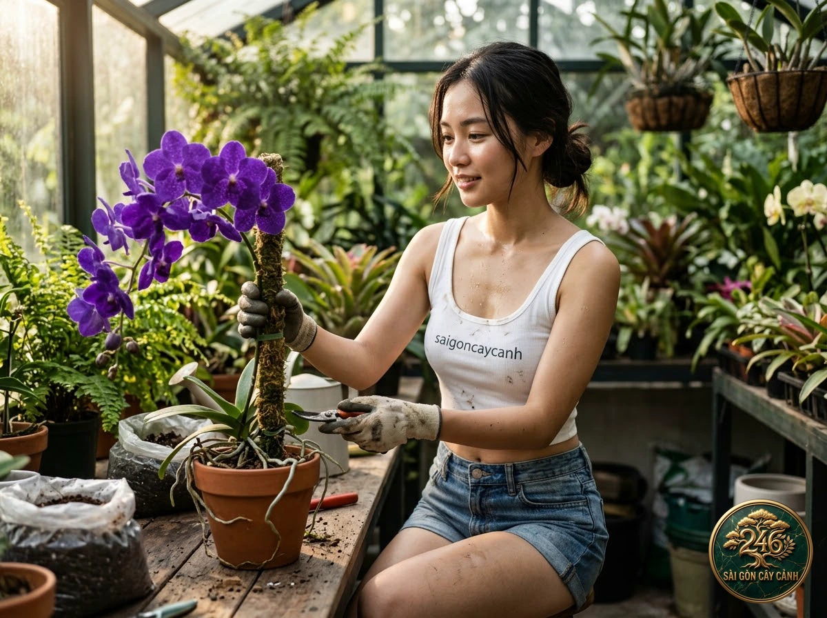 Hands-on plant care moments with Dwarf vanda (Vanda pumila) at Saigon Cay Canh